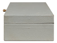 Shagreen Leather Box in Storm Gray, Set of 2