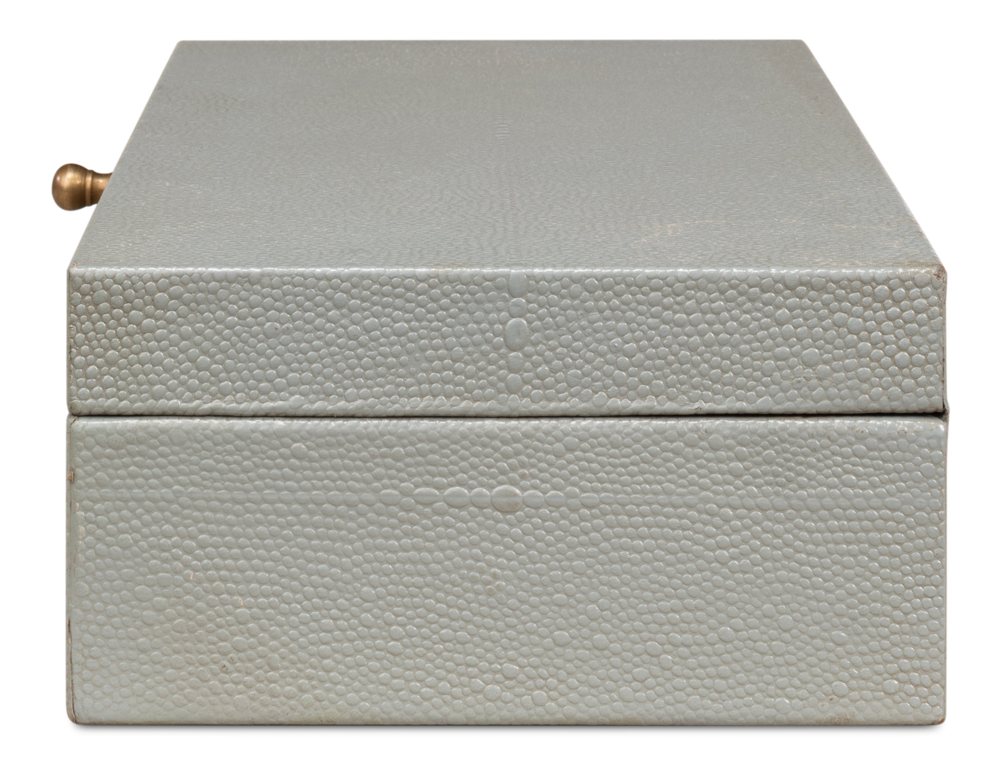Shagreen Leather Box in Storm Gray, Set of 2