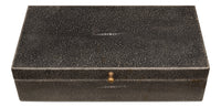 Shagreen Leather Box in Antique Gray, Set of 2