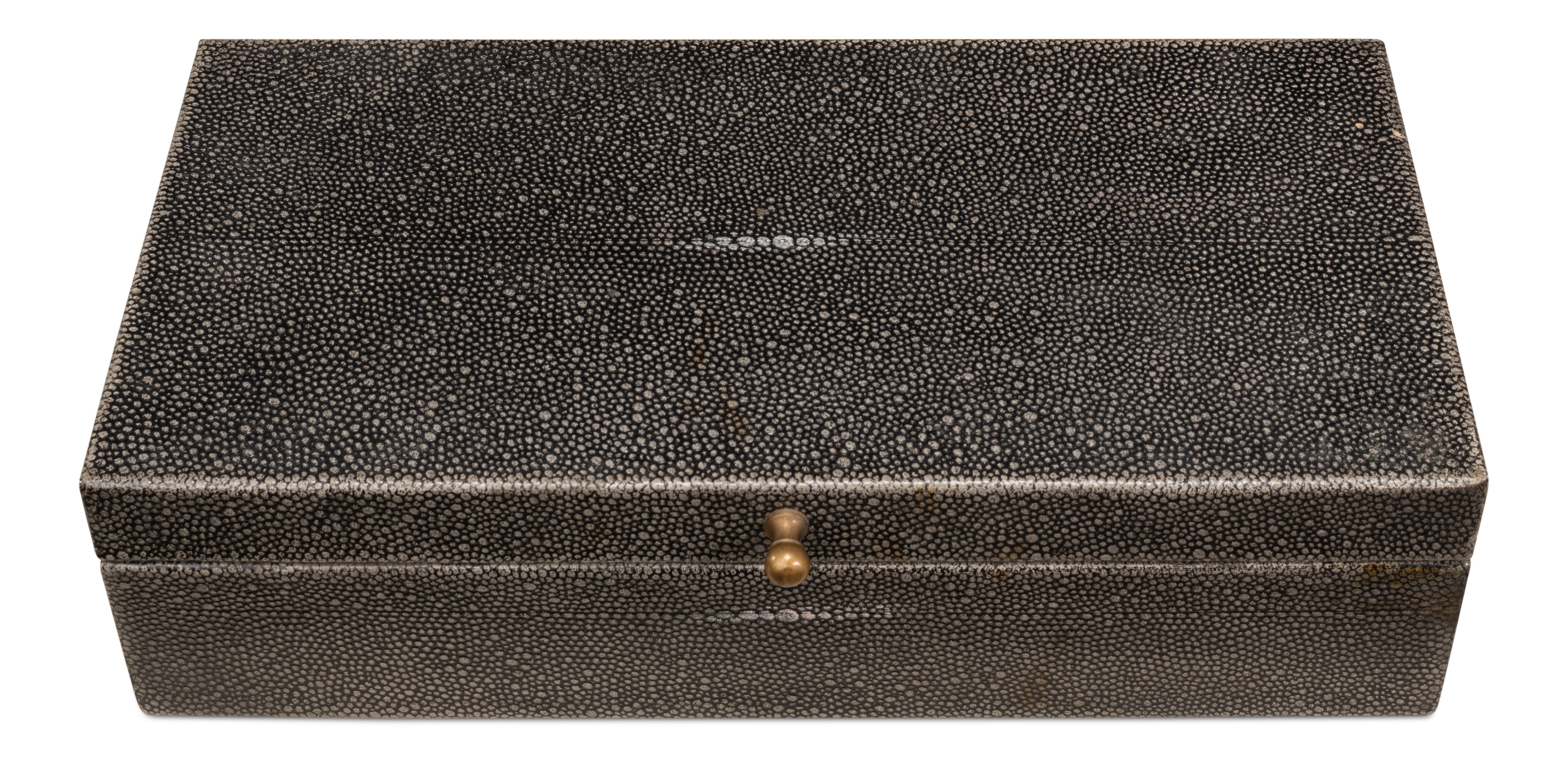 Shagreen Leather Box in Antique Gray, Set of 2