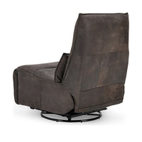 Swivel Leather Power Recliner in Rustic Brown, alternate view