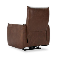 Curved Arm Leather Power Recliner in Antique Brown, alternate view