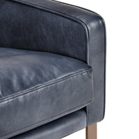 Bronze Frame Leather Accent Chair in Ocean Blue, alternate view