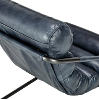 Ocean Blue leather chair head cushion and rear sling detail