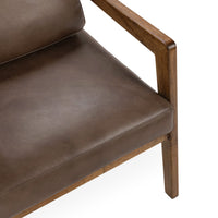 Truffle Brown leather seat and angular ash arm detail