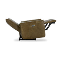 Curved Arm Leather Power Recliner in Olive Green, alternate view
