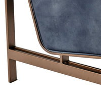 Bronze Frame Leather Accent Chair in Ocean Blue, alternate view