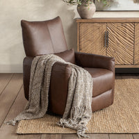 Curved Arm Leather Power Recliner in Antique Brown, alternate view