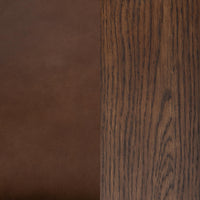 Rich Cocoa leather and oak veneer grain material close-up