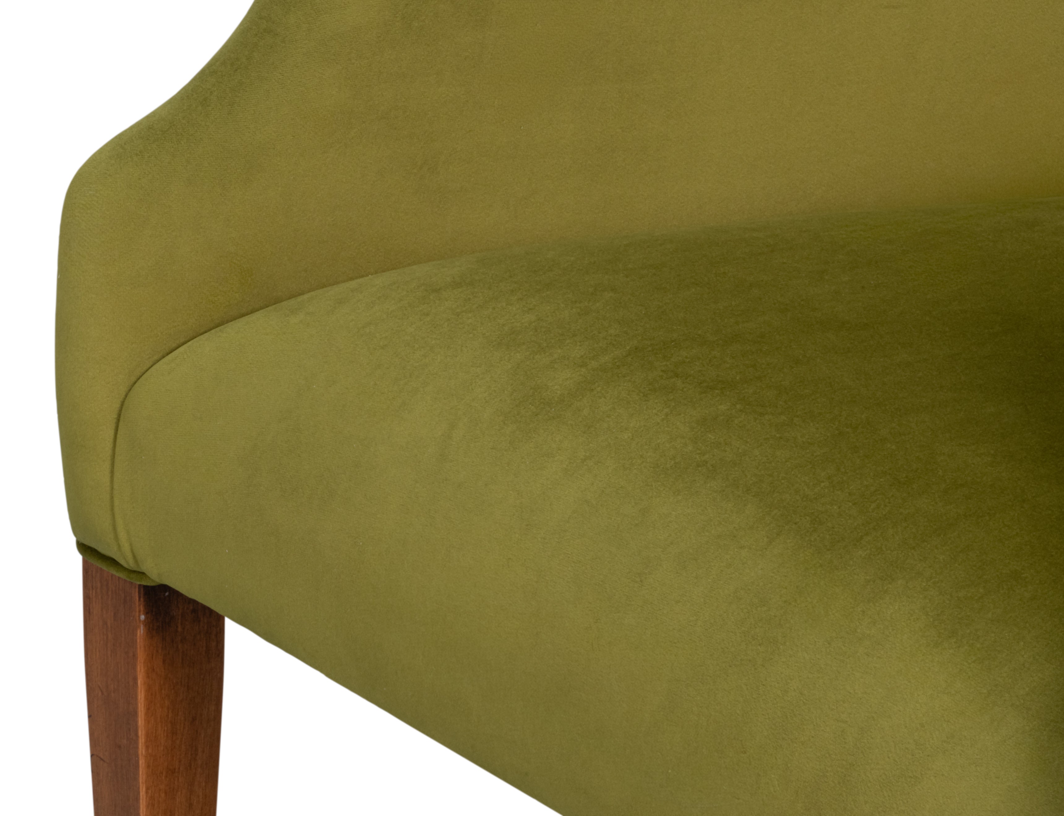 Sloped Arm Green Velvet Dining Chair in Olive, Host Chair - view 8