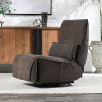 Swivel Leather Power Recliner in Rustic Brown, alternate view