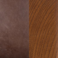 Barrel Brown leather and ash wood grain material close-up