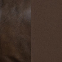 Truffle Brown leather and bronze-finished frame material close-up