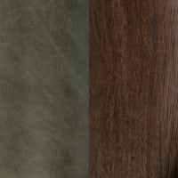 Soft Sage leather and dark wood grain material close-up