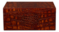 Croc Leather Box in Cognac, Set of 2