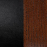 Jet Black leather and ash wood grain material close-up