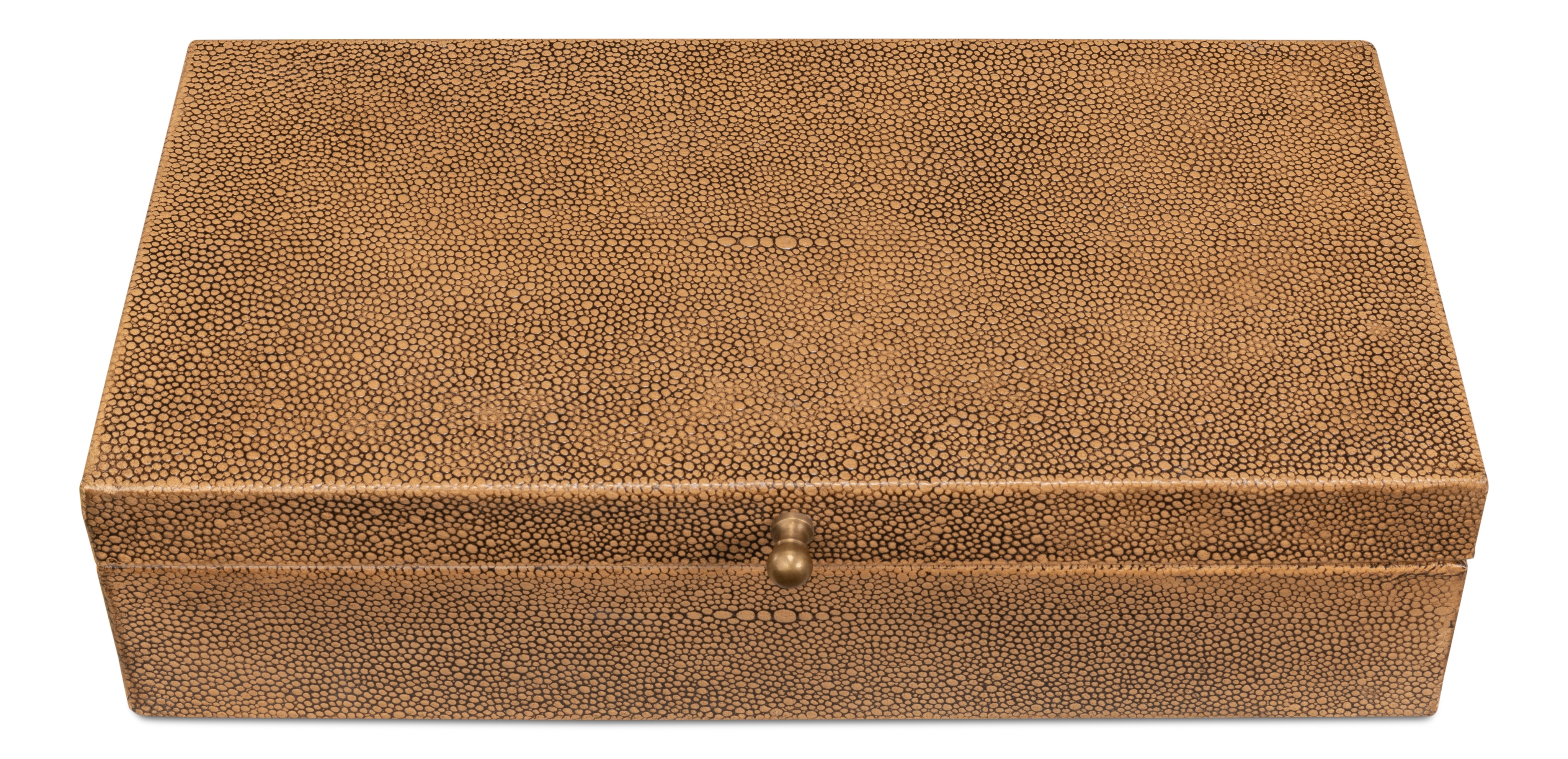 Shagreen Leather Box Set in Tawny Brown, Set of 2