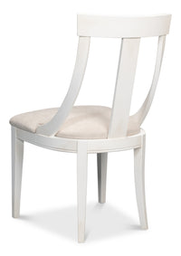 Deco Klismos Dining Chairs in White with Cream Seats, Sets of 2 - view 5