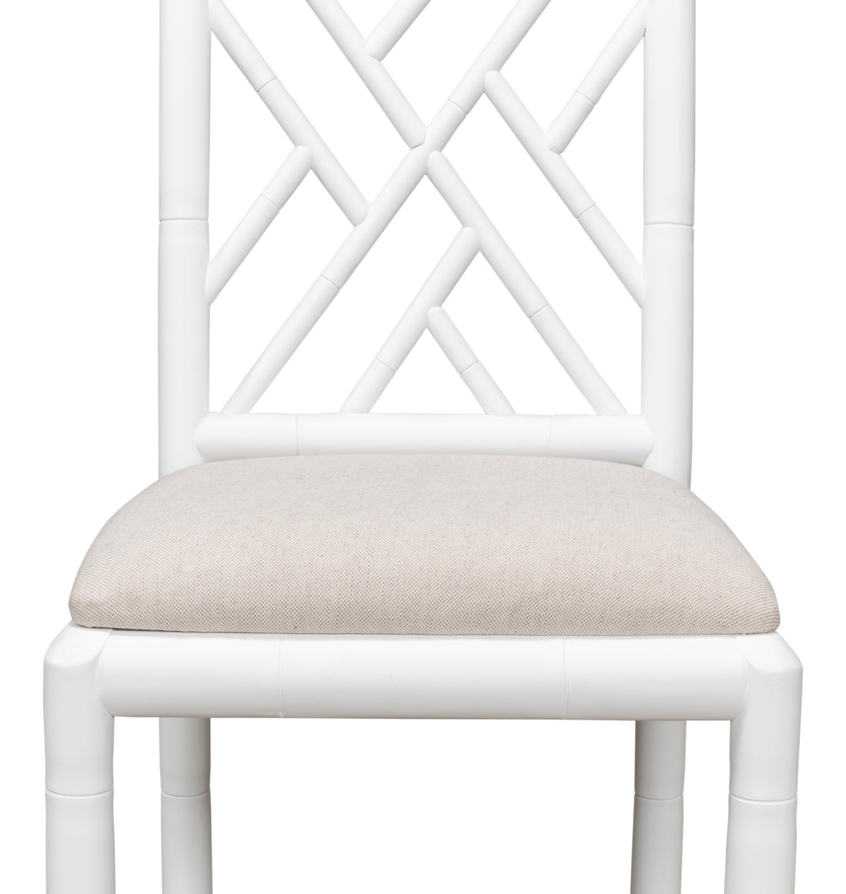 Chinese Chippendale Faux Bamboo Dining Chairs in White, Sets of 2 - view 6