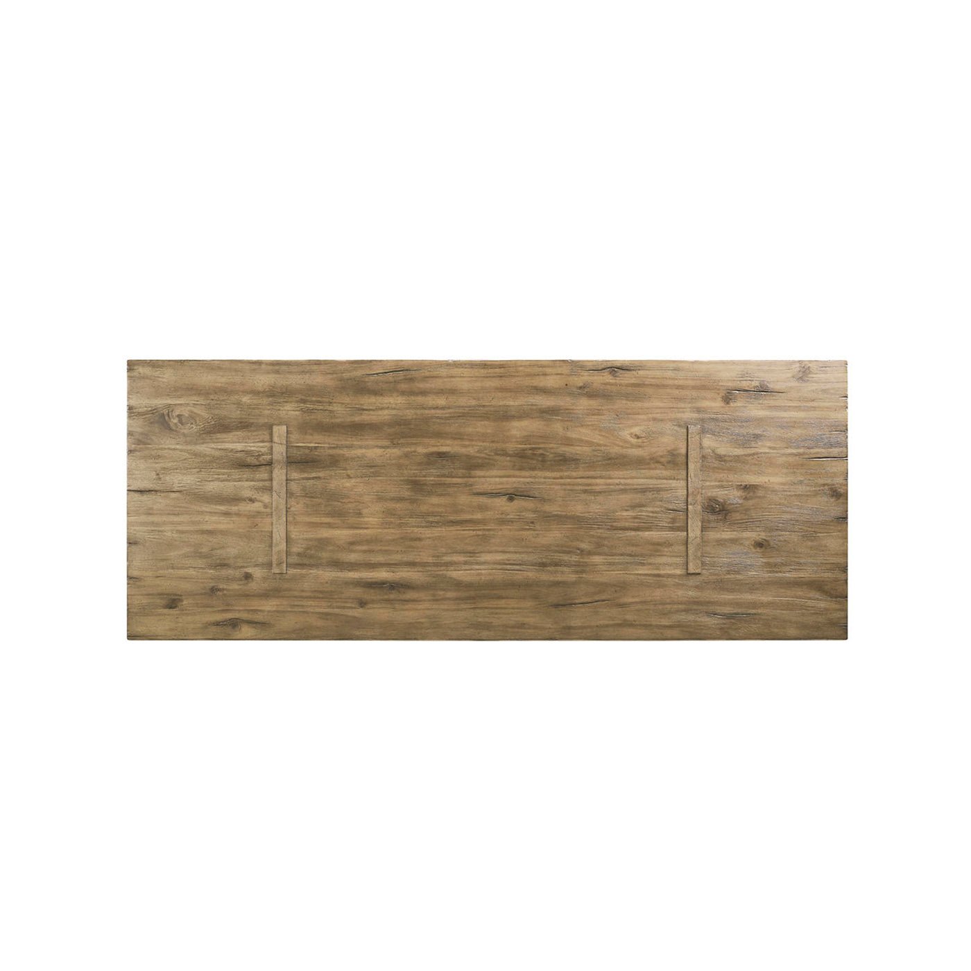 Top view of rectangular dining table surface.