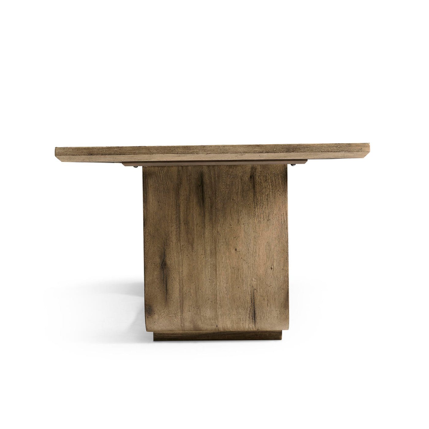End view highlighting dining table base.