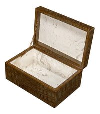 Croc Leather Box in Antique Green, Set of 2