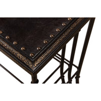Embossed Leather Nesting Tables, Set of 3 with Wrought Iron Bases - additional view