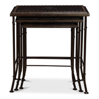 Embossed Leather Nesting Tables, Set of 3 with Wrought Iron Bases - additional view