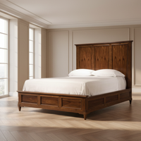 Country Wood King Bed with Paneled Headboard