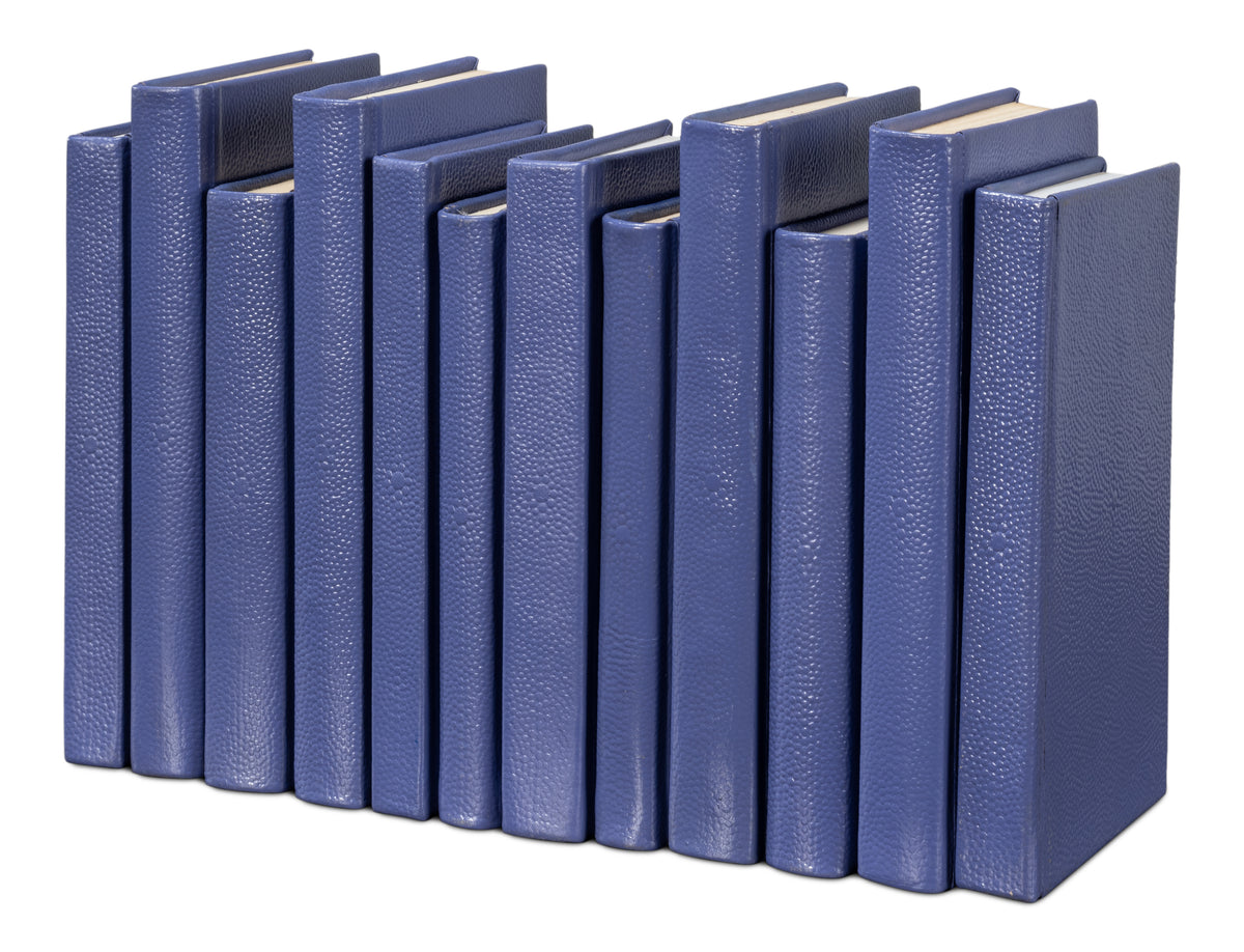 Blue Book Set in Shagreen-Embossed Leather, Set of 12 - view 3