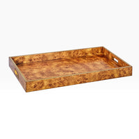 Contemporary Large Serving Tray with Brass Trim - Rustic Burl Finish reverse
