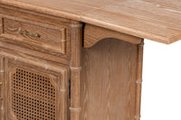 British Colonial Drop Leaf Server with Caned Doors