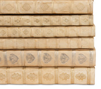 Leather Bound Ivory Book Set with Decorated Spines, Set of 24 - view 6