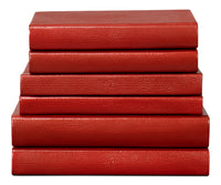 Shagreen Embossed Red Book Set in Leather, Set of 12 - view 6