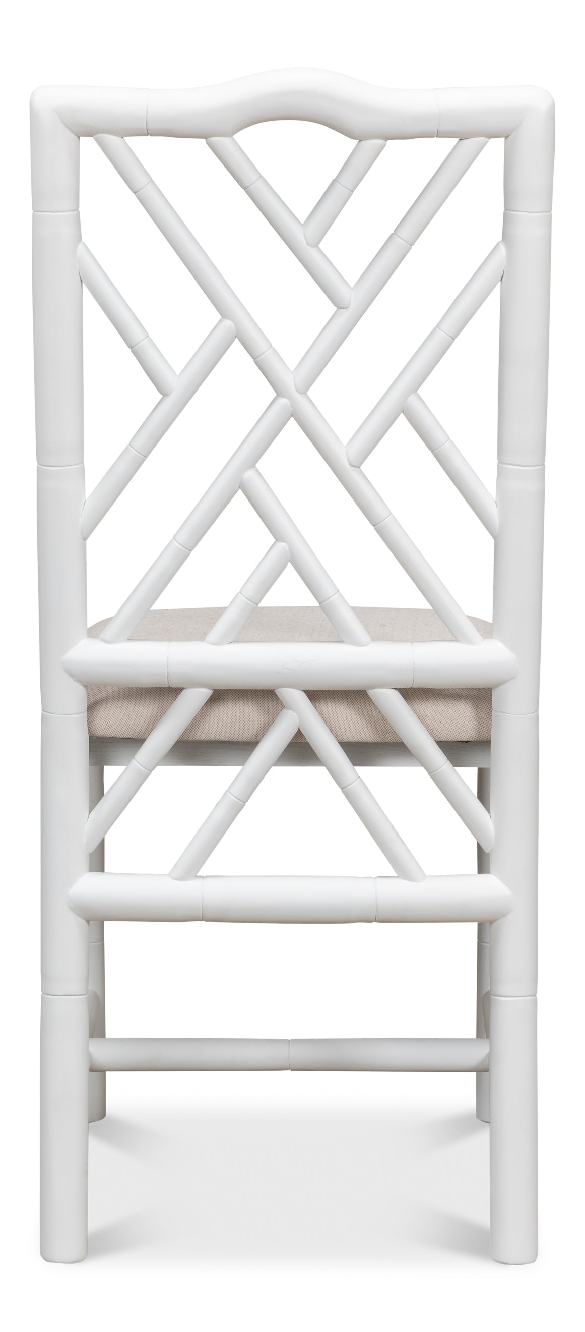 Chinese Chippendale Faux Bamboo Dining Chairs in White, Sets of 2 - view 4