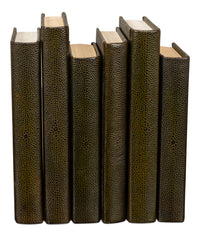 Shagreen Book Set of 12 in Olive Green with Embossed Spines - view 4