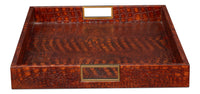 Croc Leather Tray in Cognac