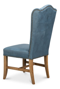 Blue Leather Wingback Dining Chairs, High Back, Sets of 2 - view 5