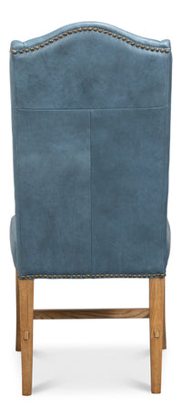 Blue Leather Wingback Dining Chairs, High Back, Sets of 2 - view 4