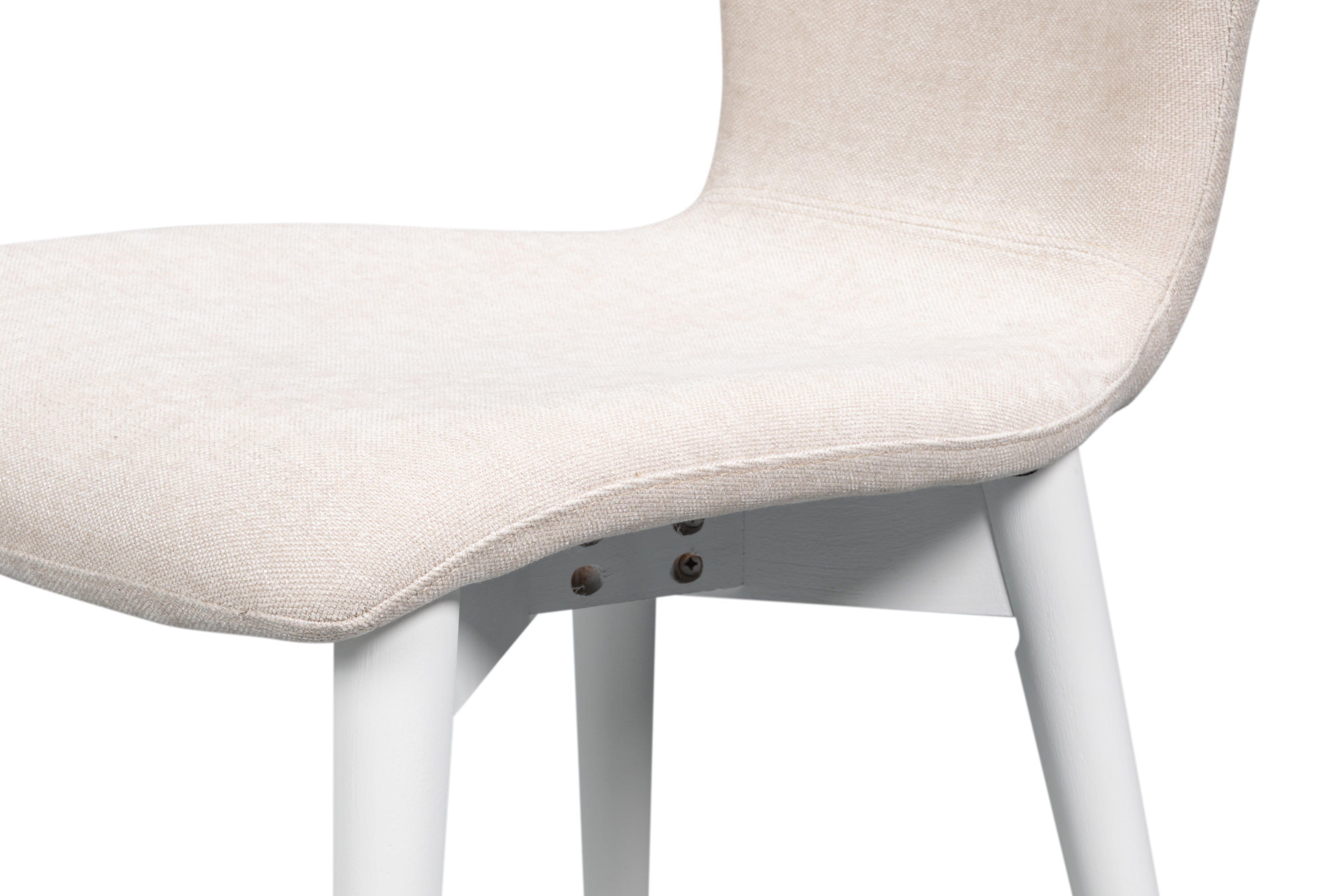 Sculpted Mid-Century Dining Chair in Cream with White Legs - view 8
