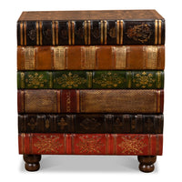 Hand-Painted Faux-Book Chairside Chest with Four Drawers - additional view