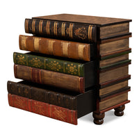 Hand-Painted Faux-Book Chairside Chest with Four Drawers - additional view