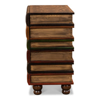 Hand-Painted Faux-Book Chairside Chest with Four Drawers - additional view