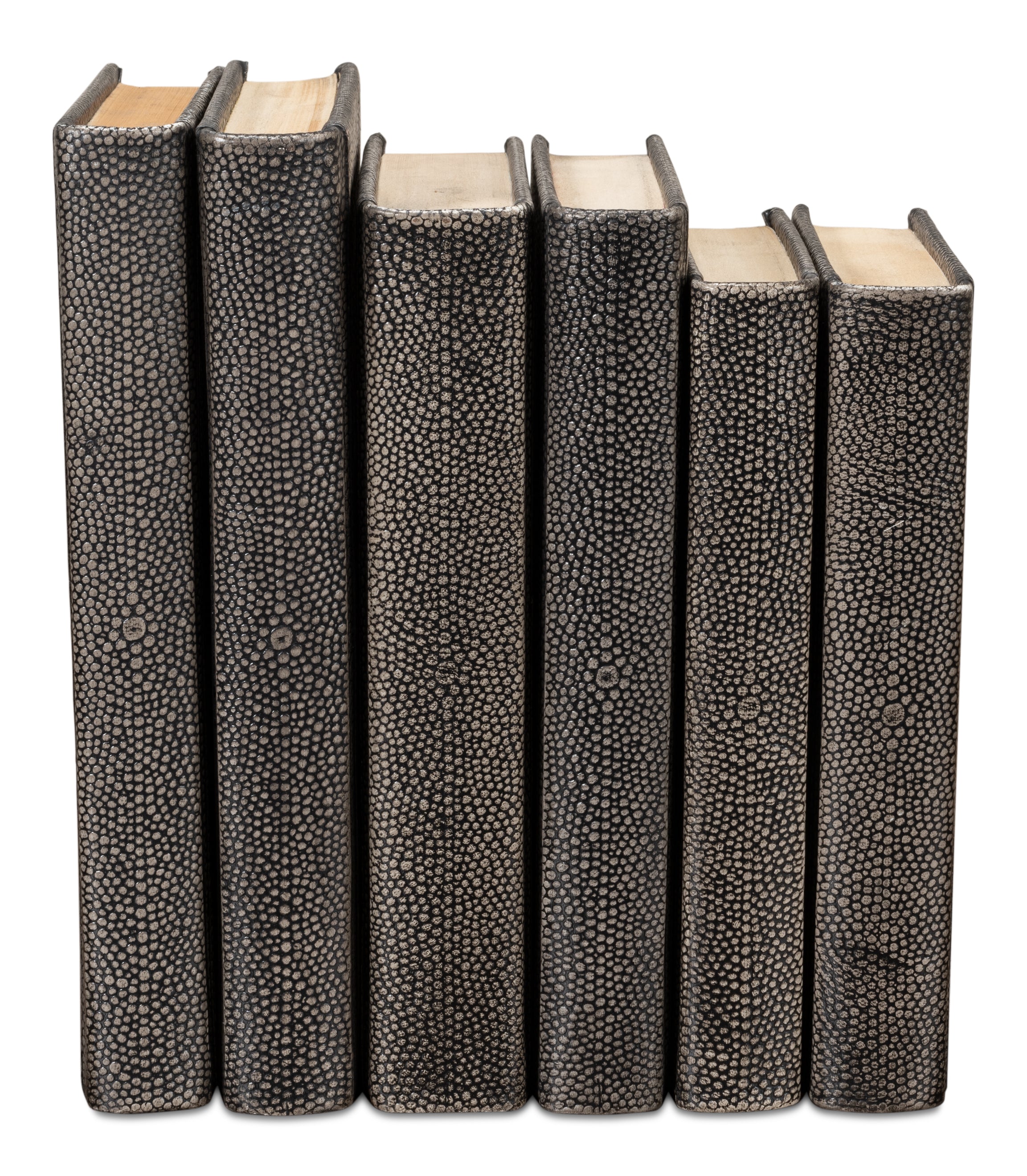 Shagreen Embossed Gray Book Set in Leather, Set of 12 - view 3