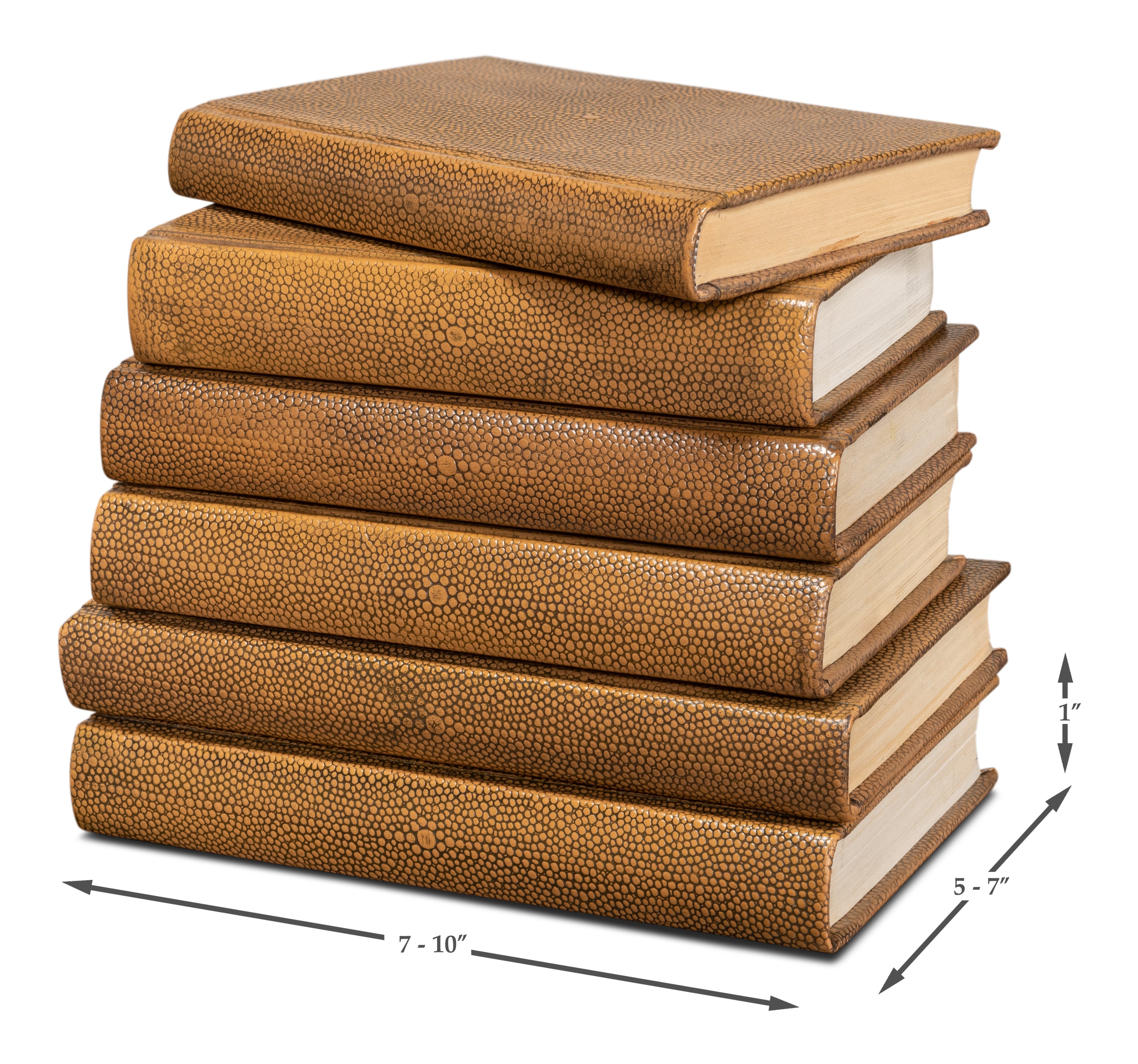 Shagreen Embossed Tan Book Set in Tawny Brown, Set of 12 - view 10