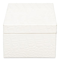 Croc Leather Box in White, Set of 2