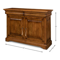 Traditional Walnut Sideboard Cabinet – Paneled Doors and Tassel Pulls - dimension drawing