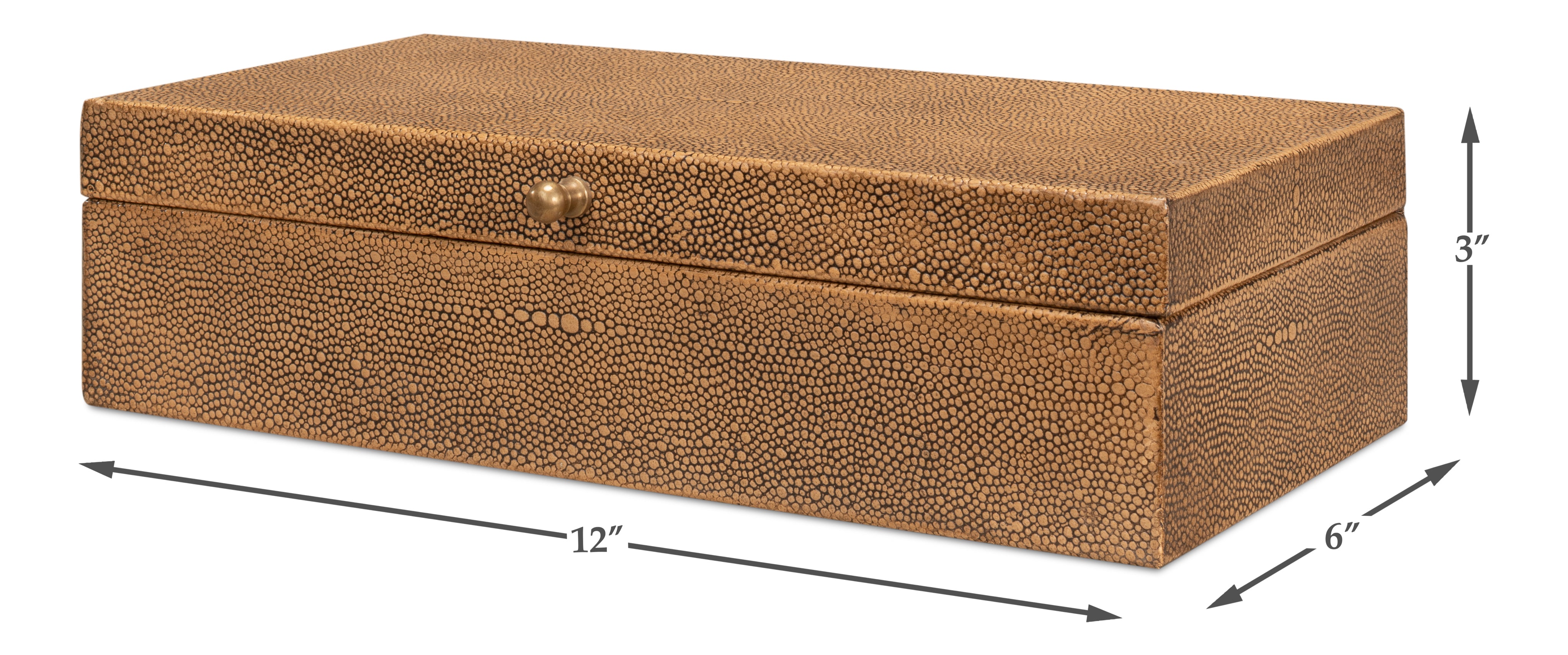 Shagreen Leather Box Set in Tawny Brown, Set of 2