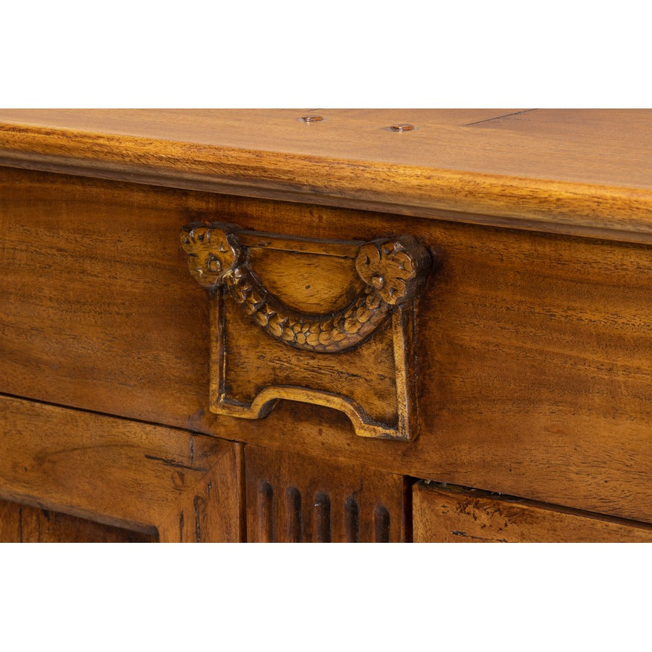 Traditional Walnut Credenza – Fruitwood Finish, Fluted Stile - additional view