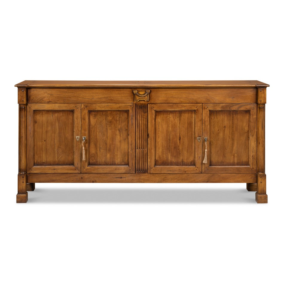 Traditional Walnut Credenza – Fruitwood Finish, Fluted Stile - additional view